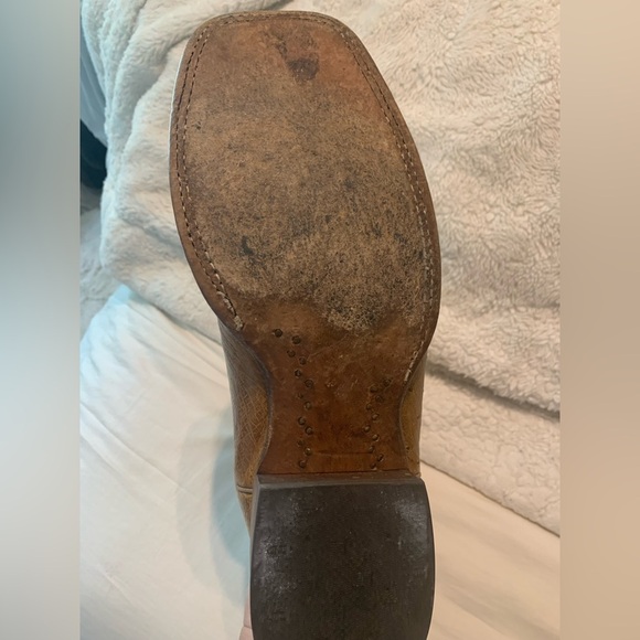 Justin Boots Square Toe Cowboy Mens Brown Casual Work Trucking Boots 12 EE - Picture 7 of 16